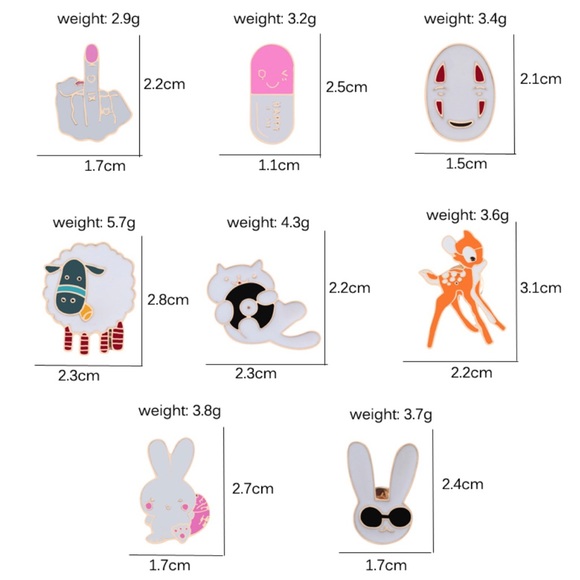 8 Piece Thick Cartoon Bambi Enamel Pin Set - Picture 4 of 4